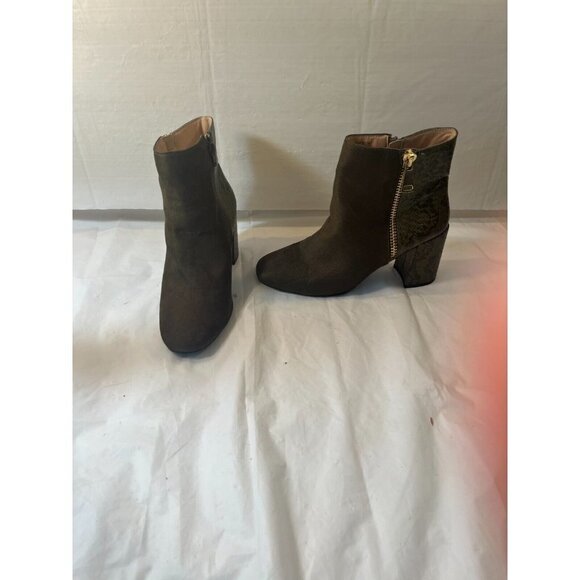 JOURNEE COLLECTION Womens Green Snakeskin Sarah Toe Block Heel Booties 8 M - Picture 8 of 15